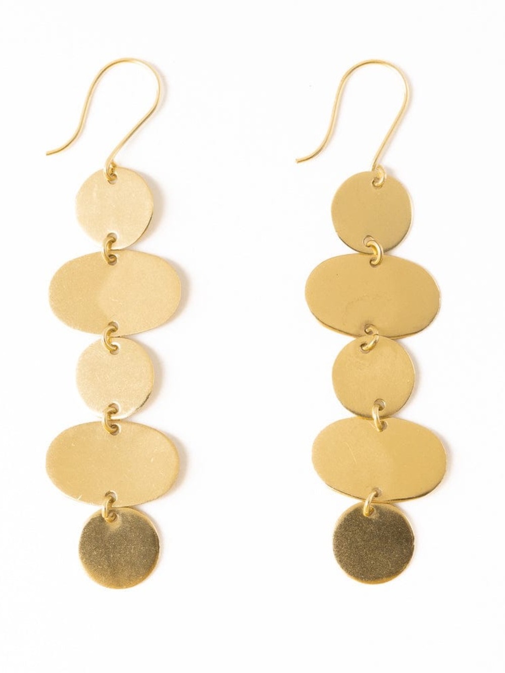 NEW Ink + Alloy Gretchen Oval Circle Long Dangle Earrings Brass Gold Tone